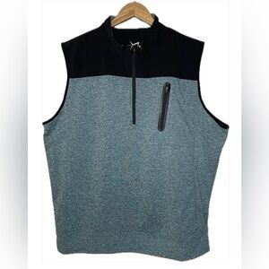 TGW Men's Size XL Heather green black Colorblock Lightweight 1/4 Zip Golf Vest